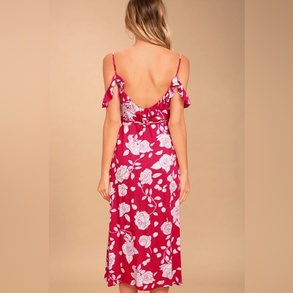 NWT Disney by MinkPink Enchanted Rose Floral Print Ruffled Sexy Wrap Dress - Picture 2 of 16